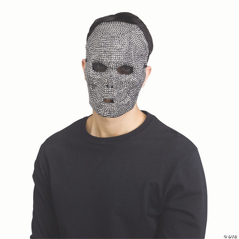 Adults Gunpowder Grey Rhinestone Bling Skull Full Mask – One Size