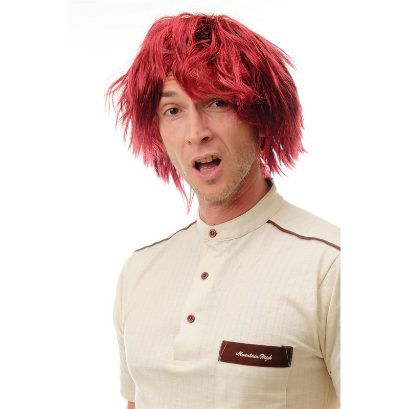Lady Man Party Wig Halloween shaggy brown red dumb dumber goofy nerdy 91081