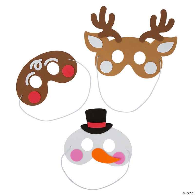 7 3/4  10 1/4 Classic Christmas Character Foam Masks – 12 Pc.