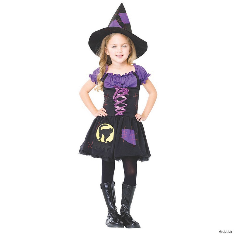 Girls Purple and Black Witch Costume – Large