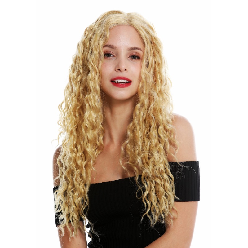 Monofilament lace front lady wig side parting long curls blonde mix VK-18-MF