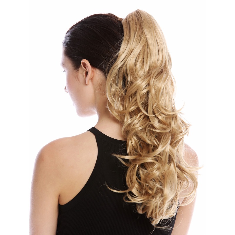 Ponytail Hairpiece Claw Grip Clamp long slightly curled gold blonde 17
