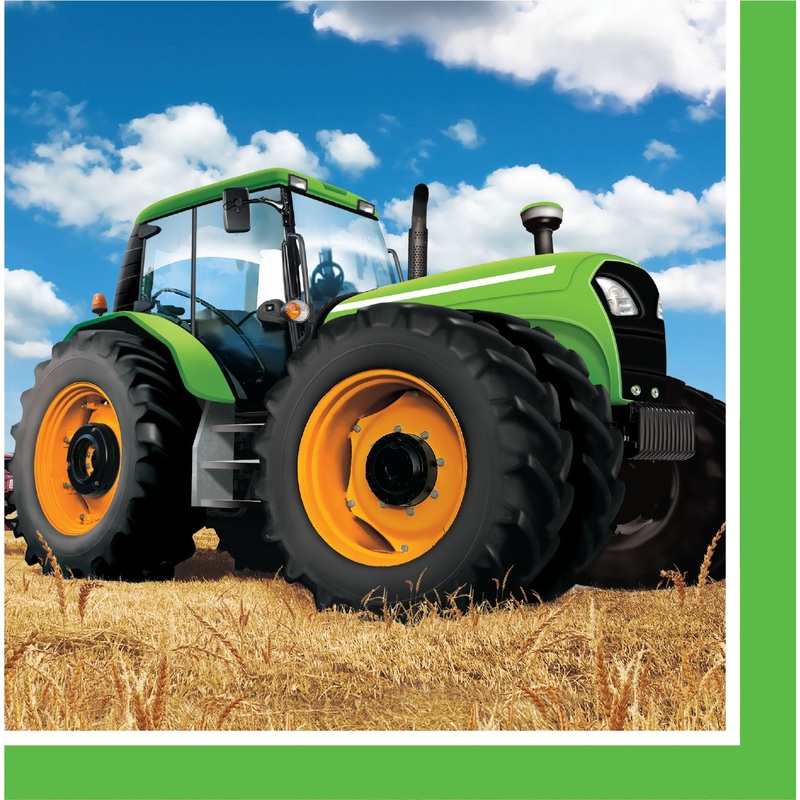 16 tractor party napkins 33cm