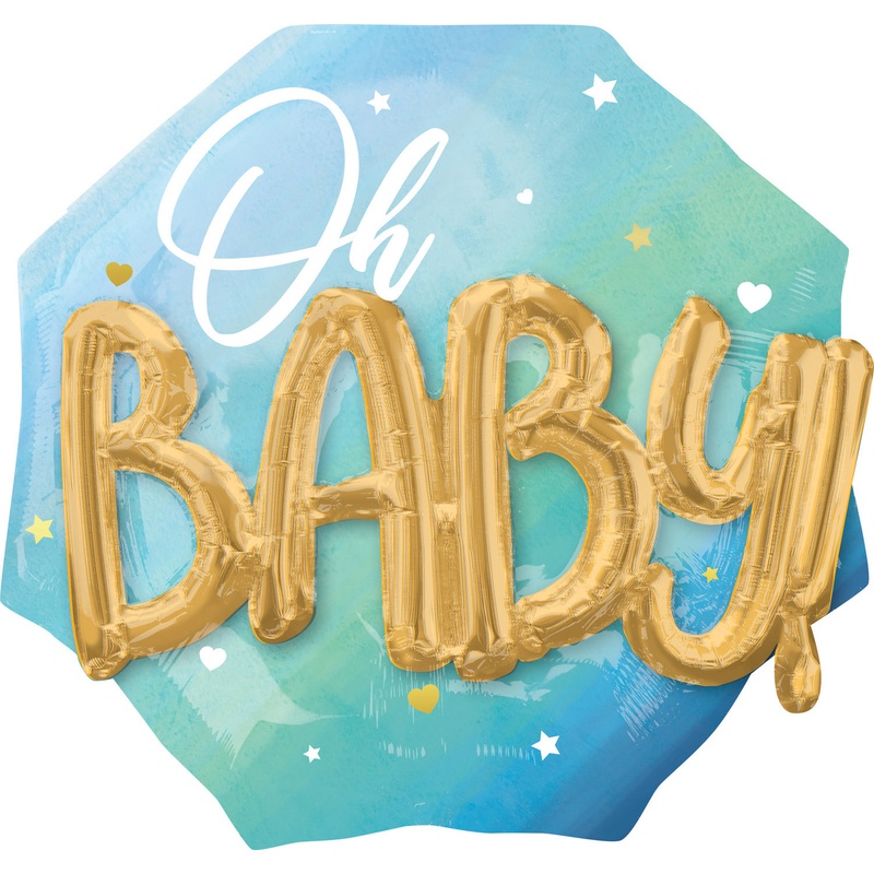 3D Oh Baby foil balloon blue 71cm