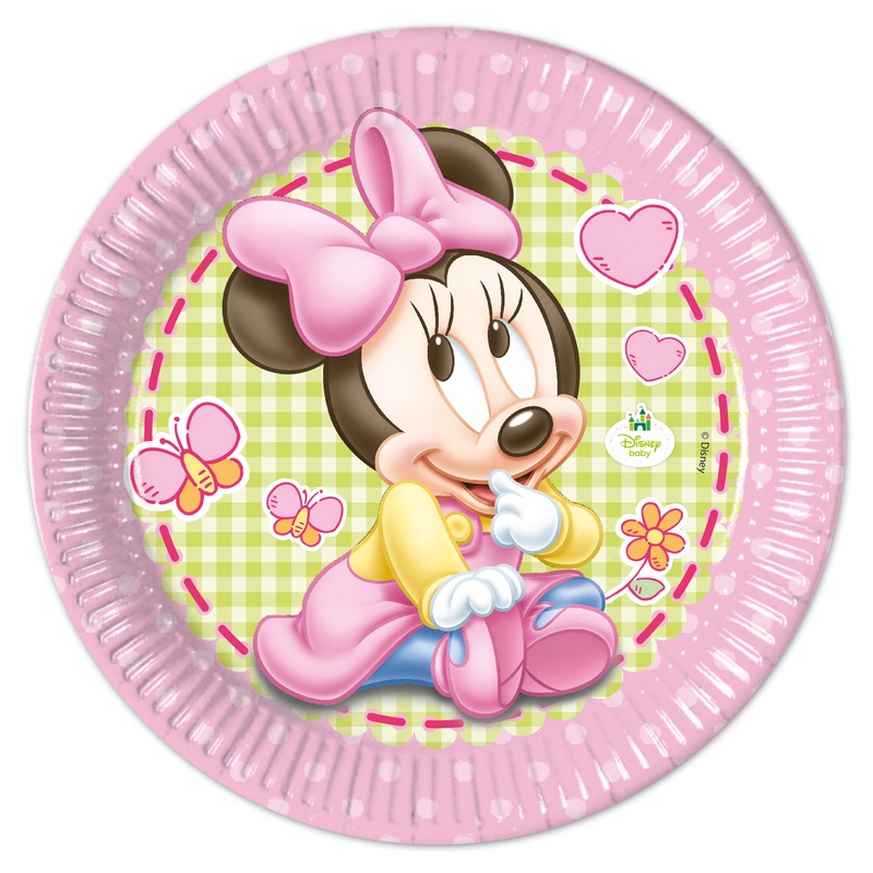 8 Minnie Mouse baby shower paper plates 23cm