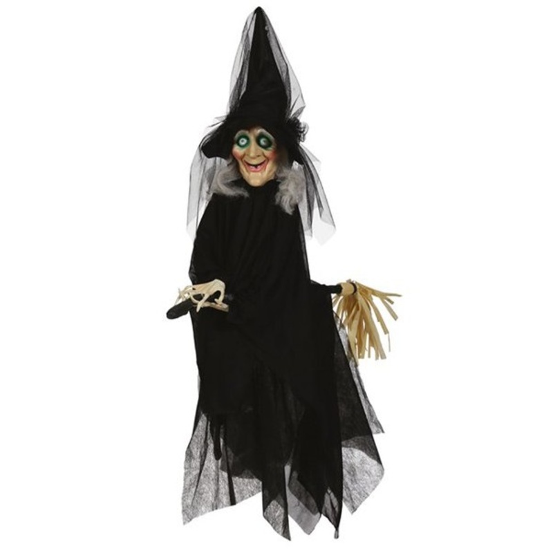 Animated flying witch 90cm