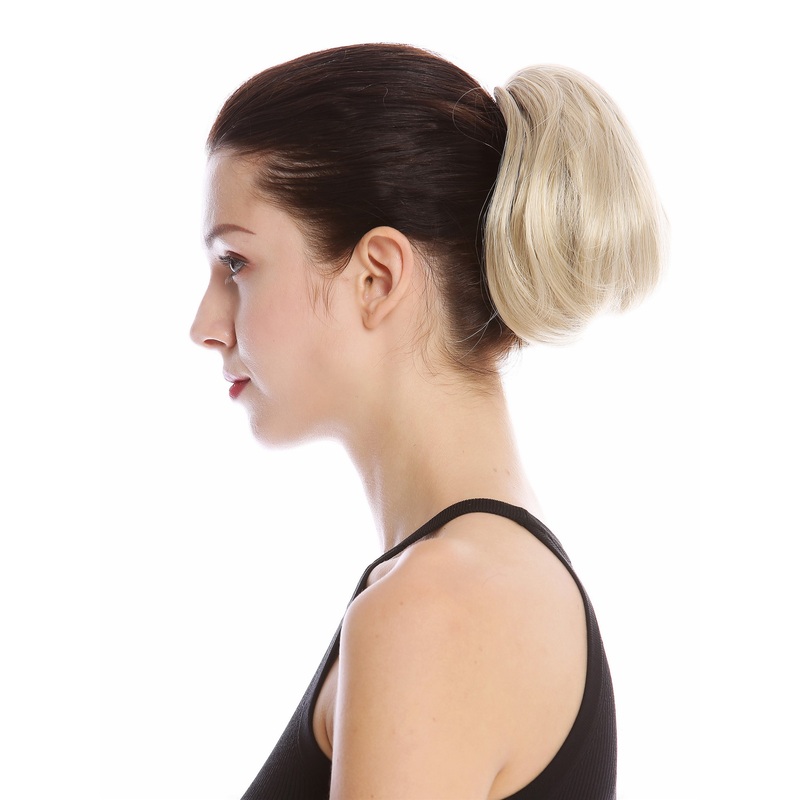 Ponytail Hairpiece short straight voluminous like hair bun champagne blond 909AB