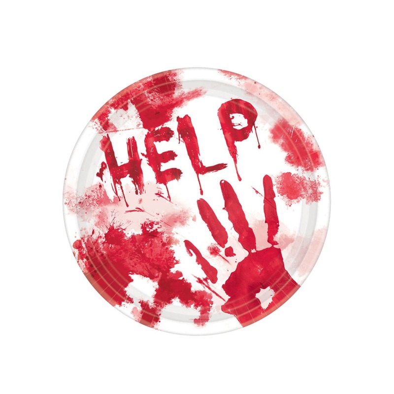 8 bloody horror paper plates 23cm