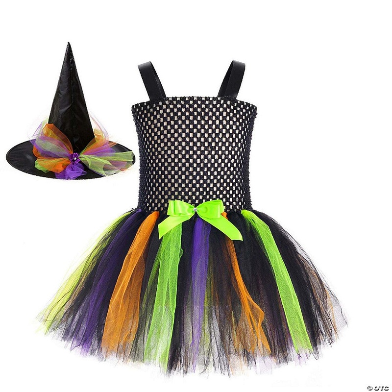 Mykids-Usa – Children’S Halloween Witch Mesh Tutu Dress & Hat Costume – Green – Kids M (100-110)