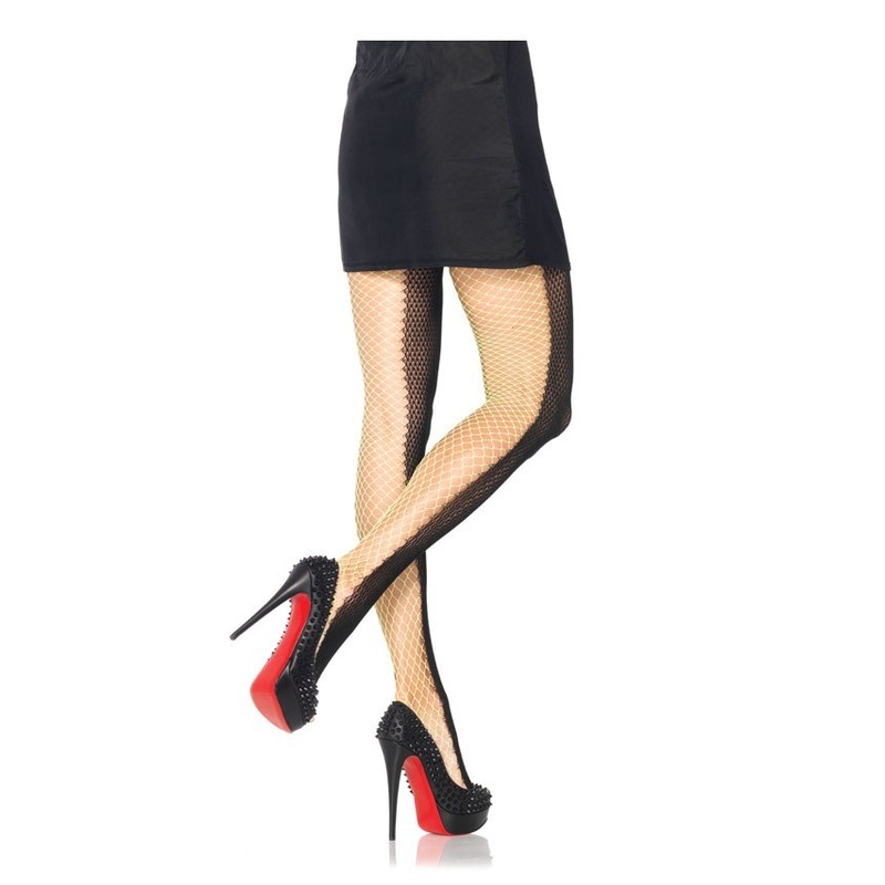 Two-Tone Duel Net Pantyhose – Black/Neon Green
