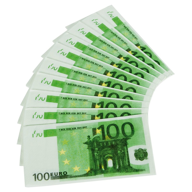 10 hundred euro note napkins