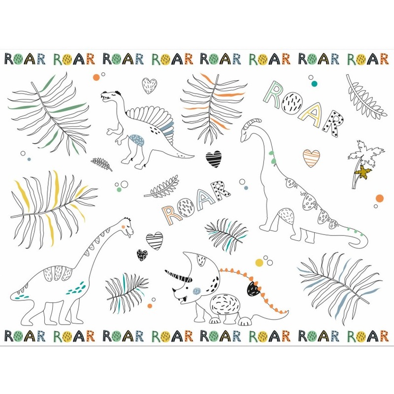 Dino coloring placemats