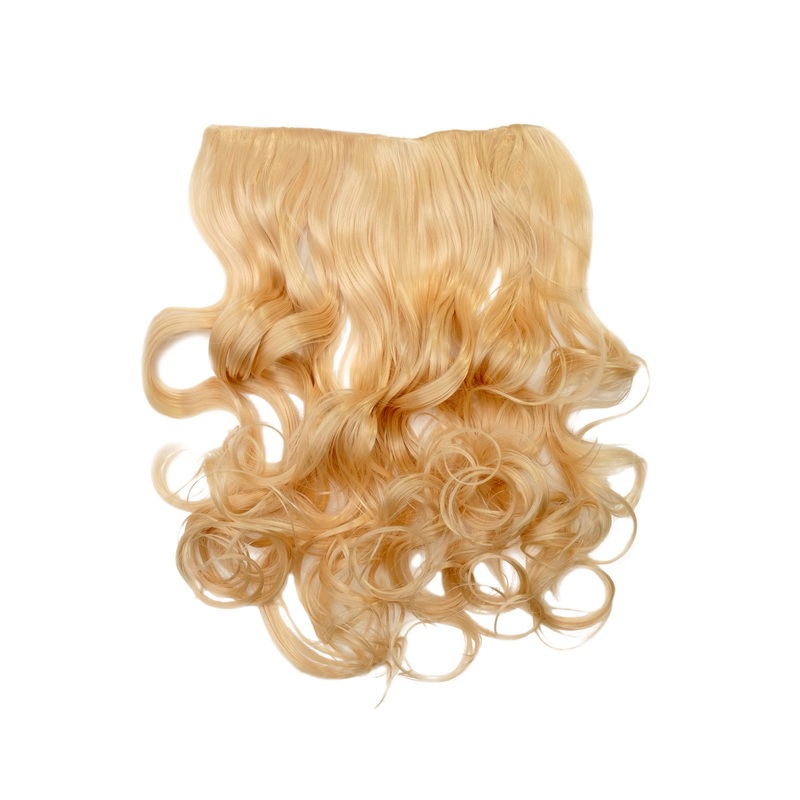 Hairpiece Halfwig 5 clip Clip-In Extension long curled curls platinum blonde WH5008-180C-613