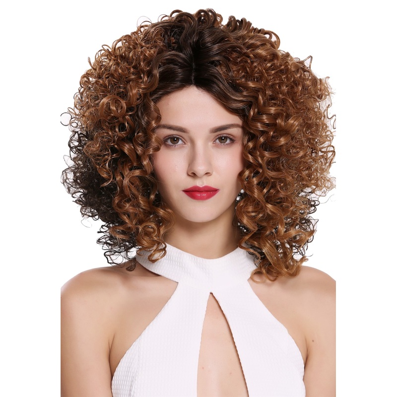 Lady wig lace front monofilament curls volume curly dark brown copper LBP09-MF