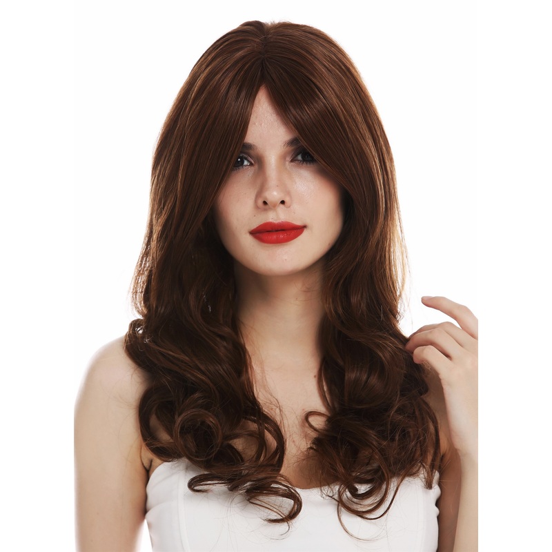 Lady wig lace frontl mono long sleek curled tips brown copper blonde TYM-699-MF