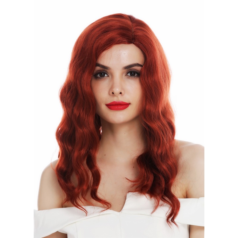 Lady wig long parting wavy waved classy 1930’s Hollywood diva copper red VK-58