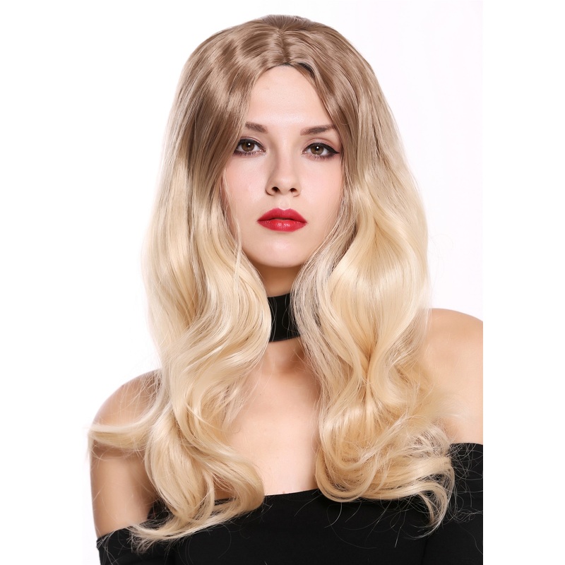 Lady wig women diva long wavy middle parting ombre brown blonde ZM-1652