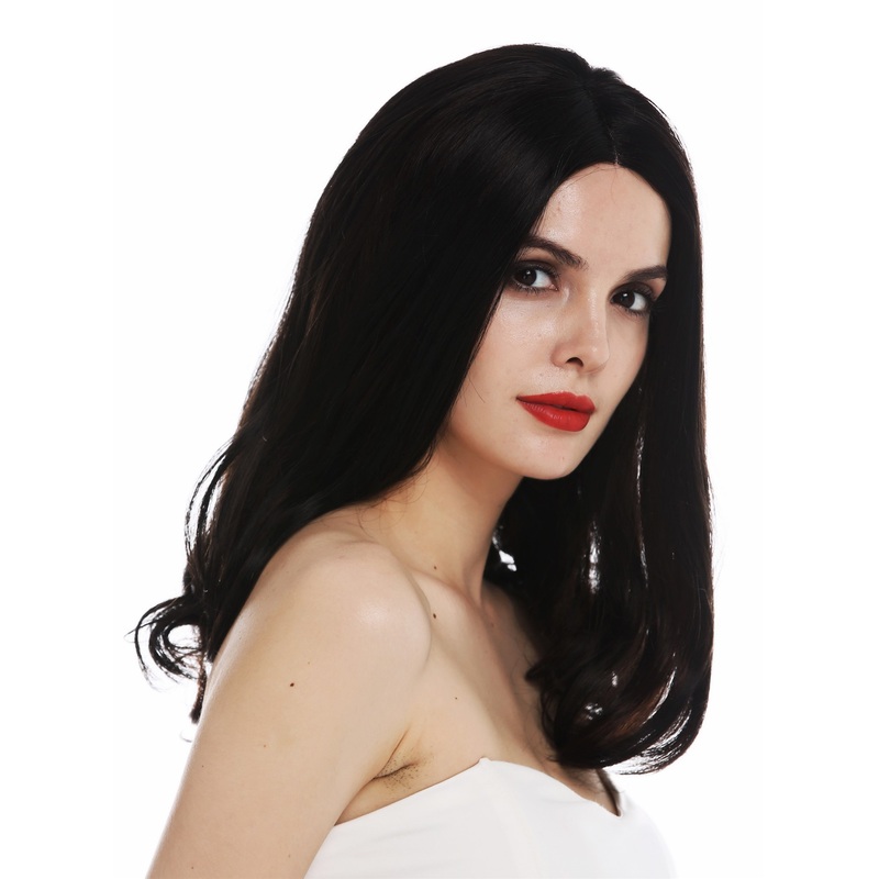 Monofilament lady wig long slightly waved middle parting mahogany mix CM-21-MT