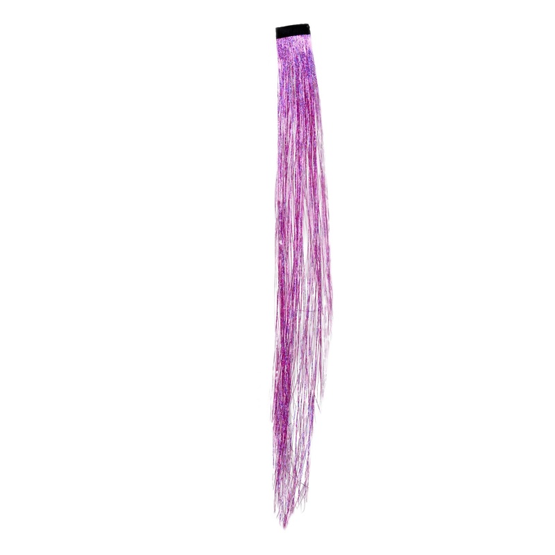 1 Clip-In Extension Straight Glitter MetalicTinsel Pink RH-044