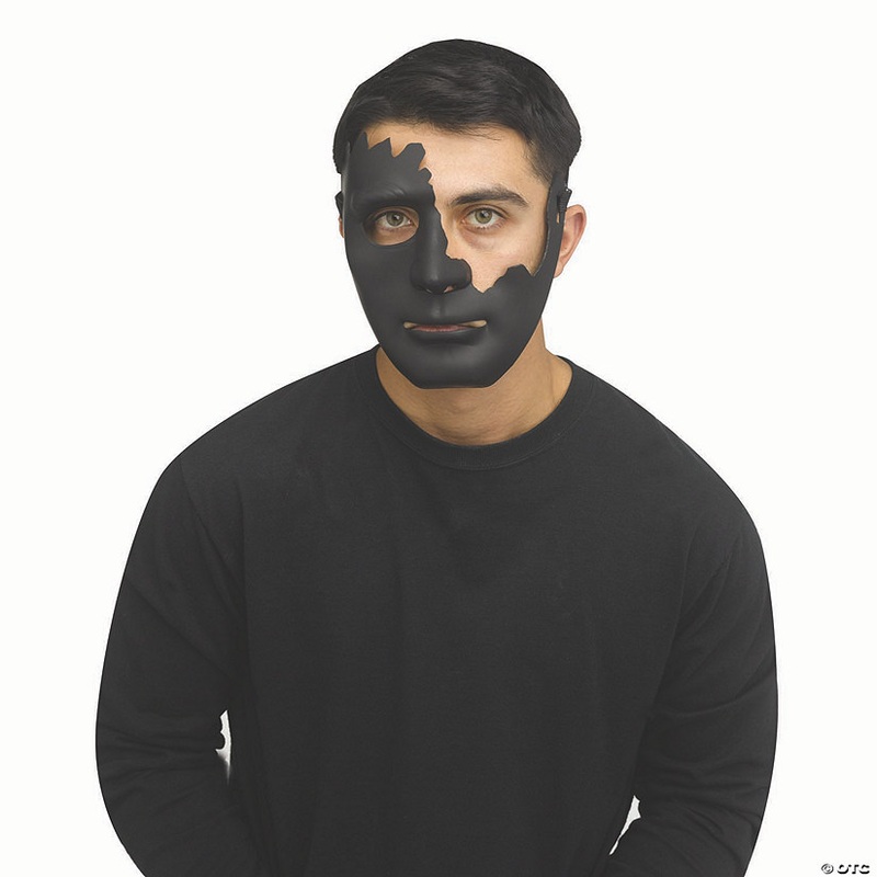 Adults Black Cracked Plastic Half Mask – One Size