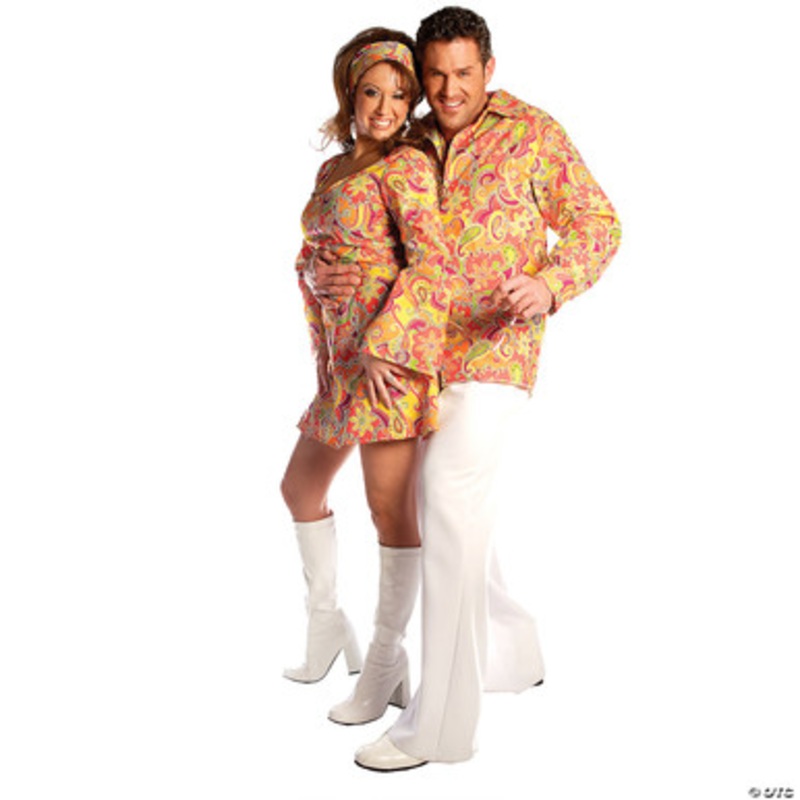 Go Go Dress Costume Adult Orange  Small