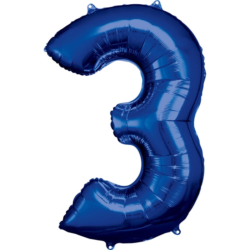 33” Blue Numbered Foil Balloon #3