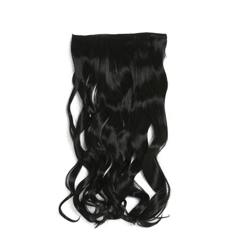 Hairpiece Halfwig 5 Clip Clip-In Extension wide long curled curls black YZF-3180