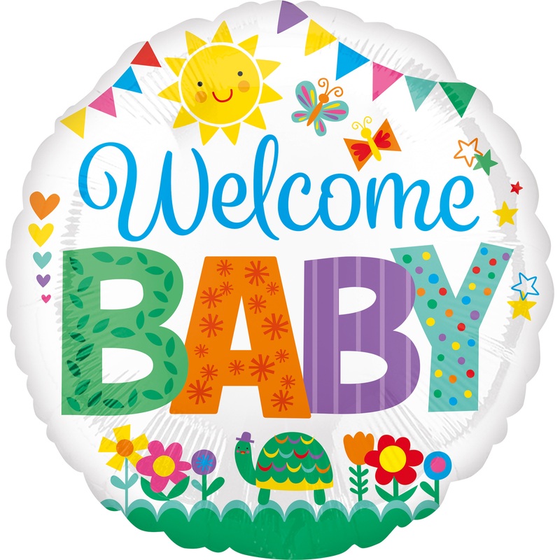 Colorful foil balloon Welcome Baby 43cm