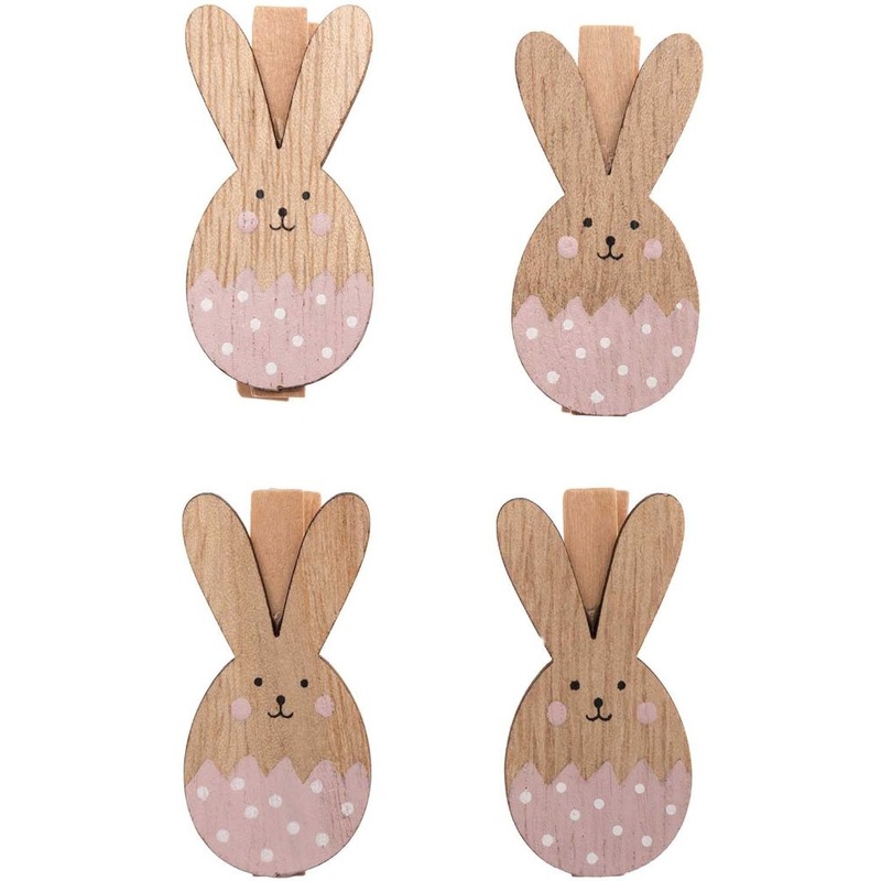 4 decorative clips pink Easter bunny