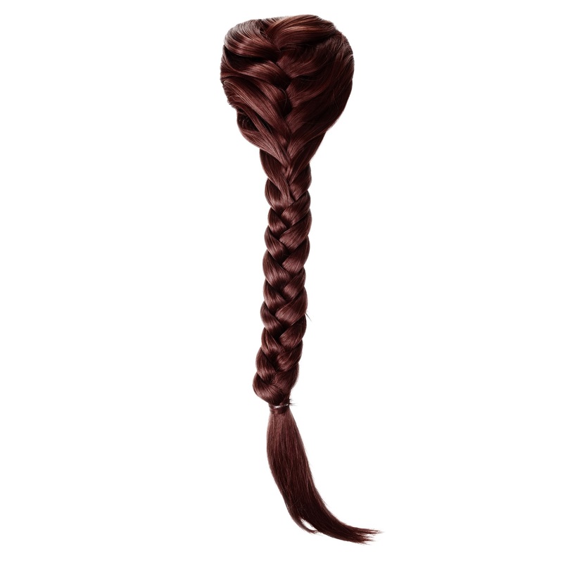 Hairpiece Ponytail queue plaited braided halfwig very long dark auburn red T1402