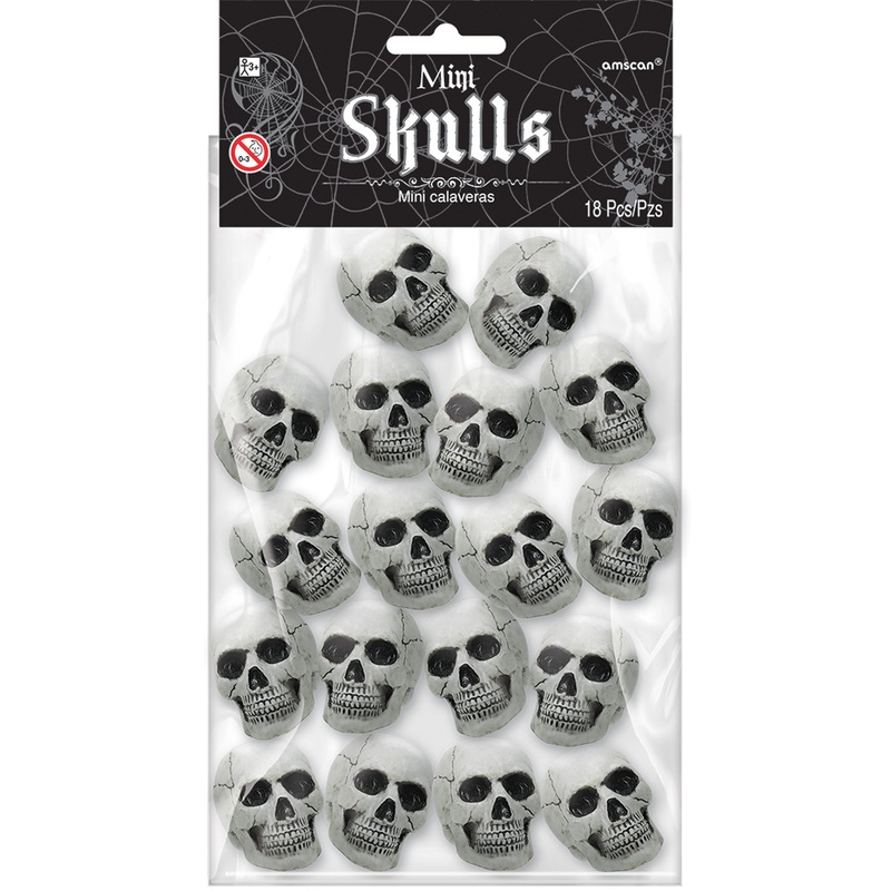 Mini Skulls Halloween decoration 18 pieces