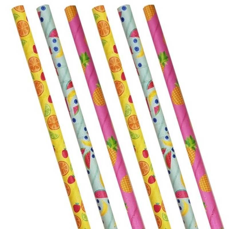 24 fruit paper drinking straws
