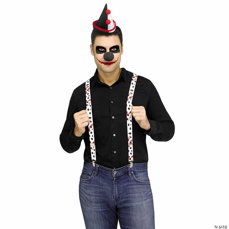Adults Evil Clown Red, Black & White Suspender Set Costume Accessories