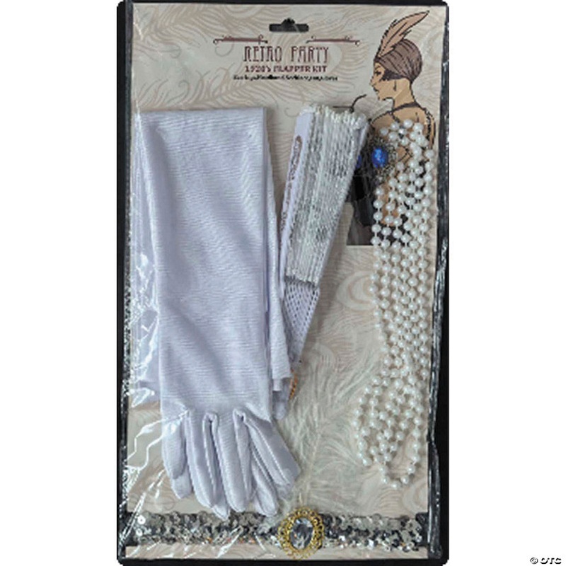 Adults White Roaring 20’s Costume Accessory Kit – 5 Pc.