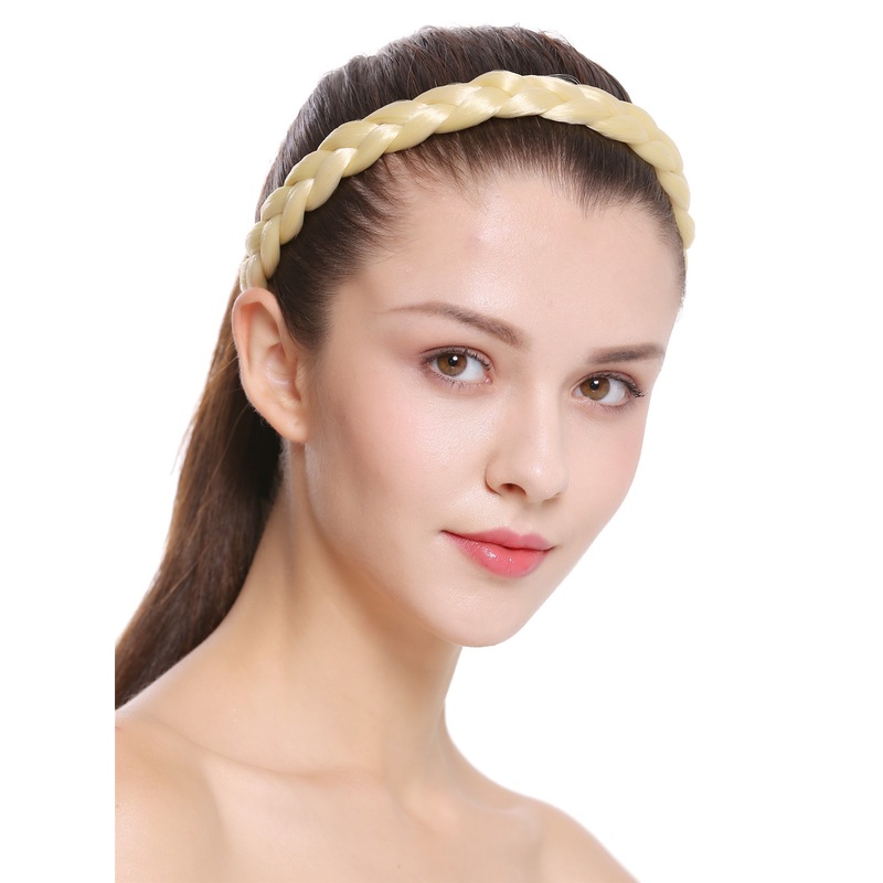 Hair band loop Alice band plaited traditional 1 inch wide light blonde CXT-007