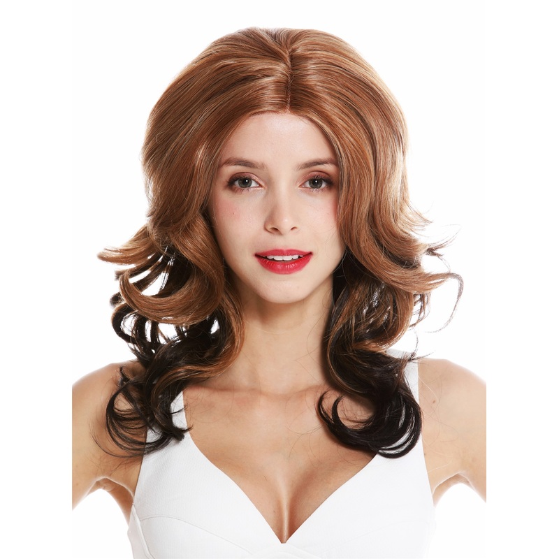 Monofilament lace front lady wig curls wavy copper brown dark brown VK-23-MF