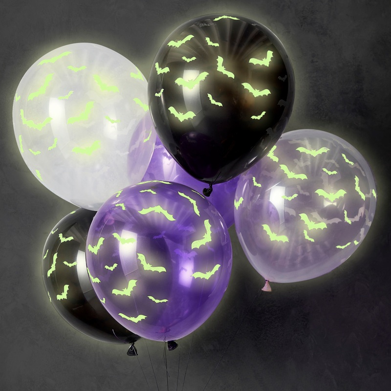 6 glowing bat balloons