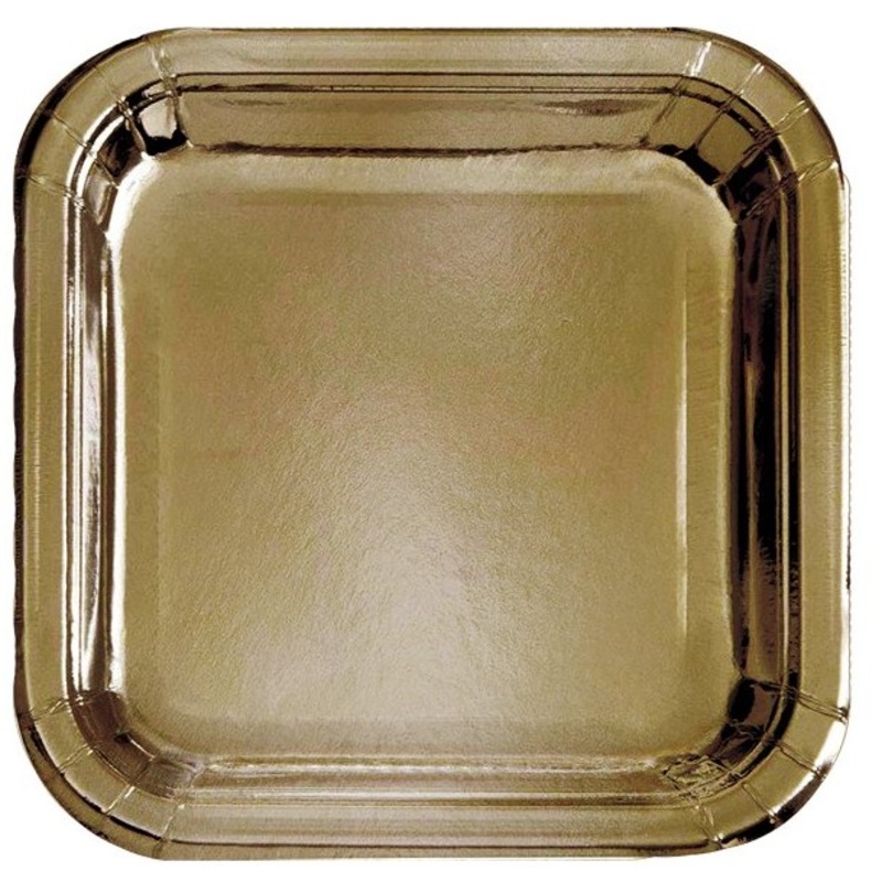 8 golden metallic plates Geneva 23cm