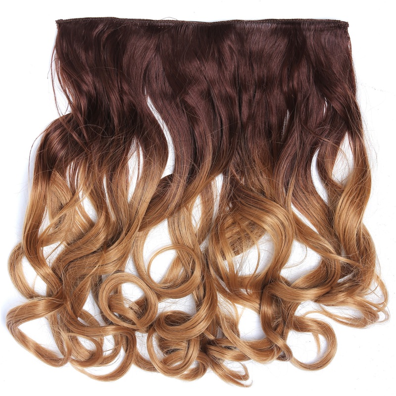 Clip-in hair extension 5 clips wide wavy ombre brown caramel blonde CMT-863