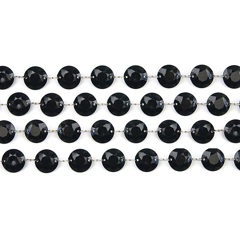 Crystal bead hanger black 1m
