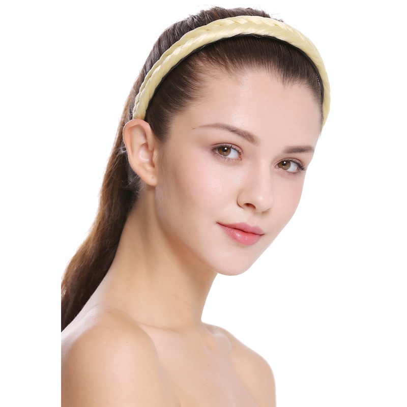 Hair loop Alice band plaited 0.7 inches wide braid platinum blonde CXT-001