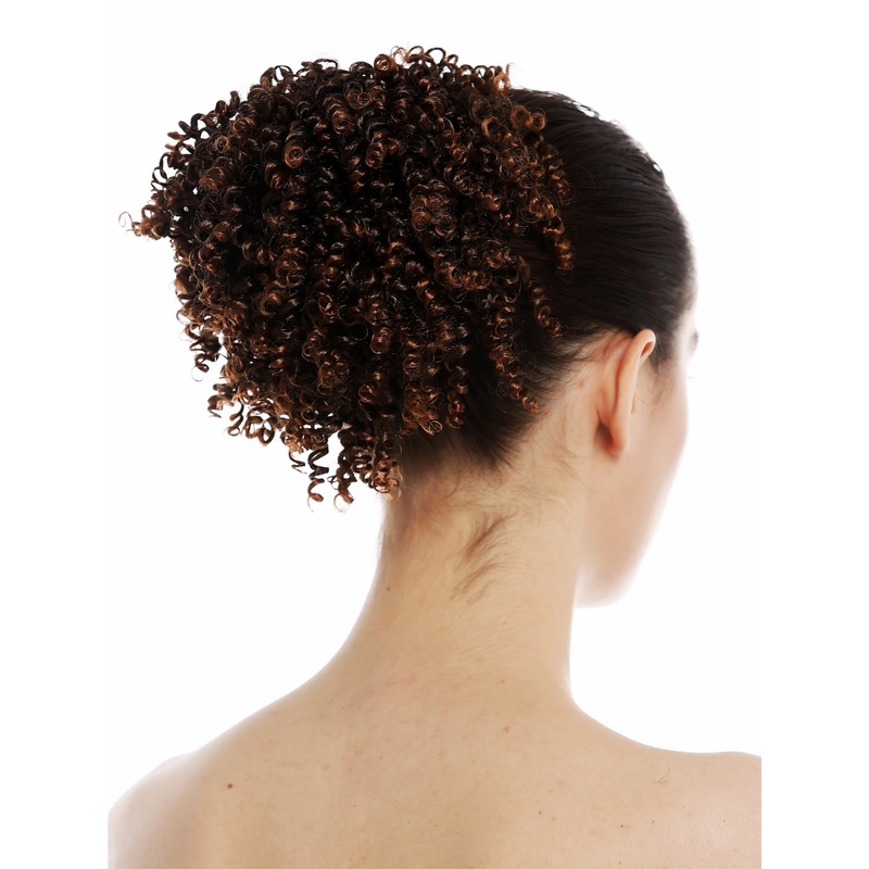 Hairpiece open hairbun hair rose nest  bun volume curly chestnut brown JL-0123