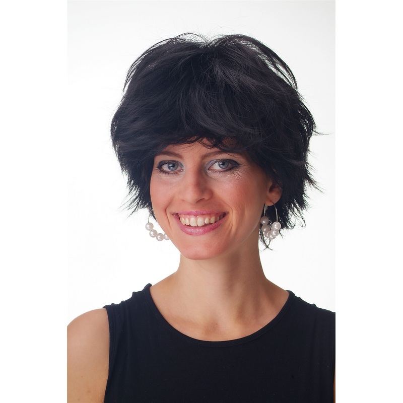 Lady Man unisex wig short wild teased spikey volume black GFW1843