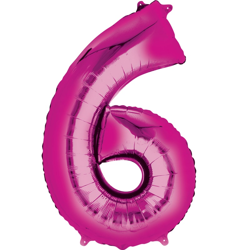 16” Number 6 Pink Air Fill Balloon