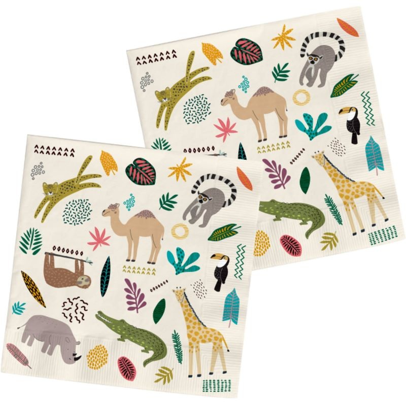 20 zoo birthday party napkins 33cm