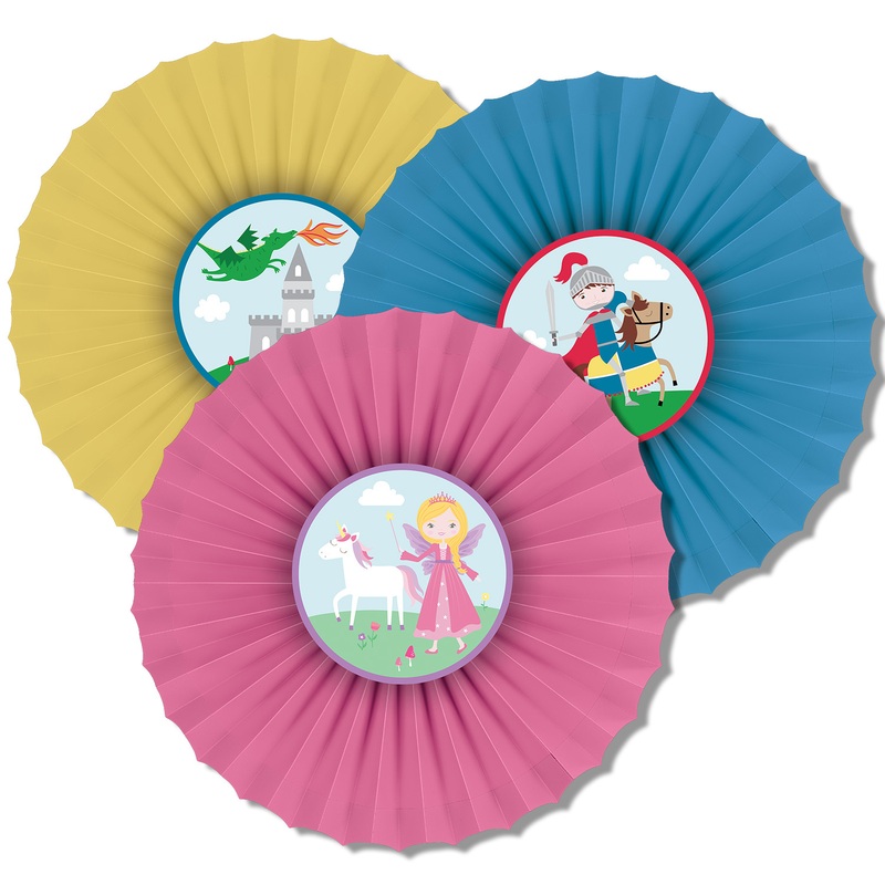 3 princess & knight paper rosettes