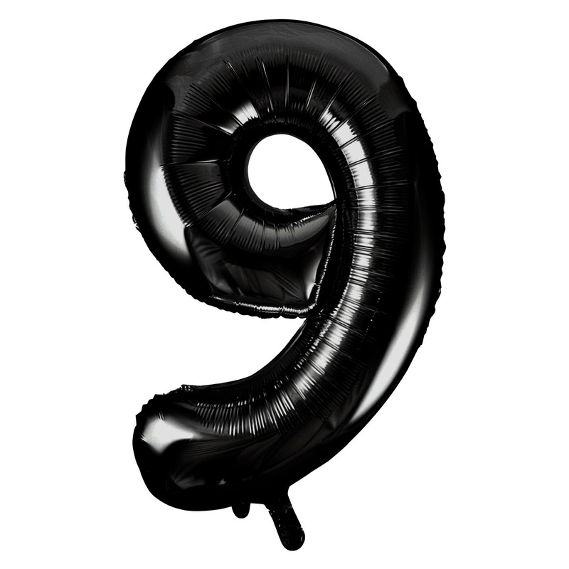 34 Black Numbered Foil Balloon #9