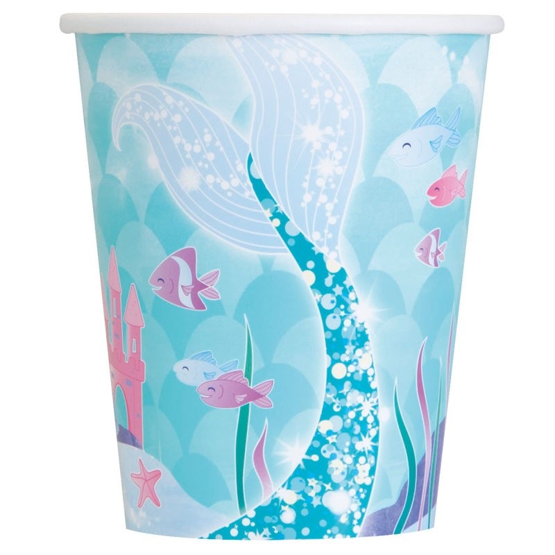 8 Magical Mermaid Sirena paper cups 266ml