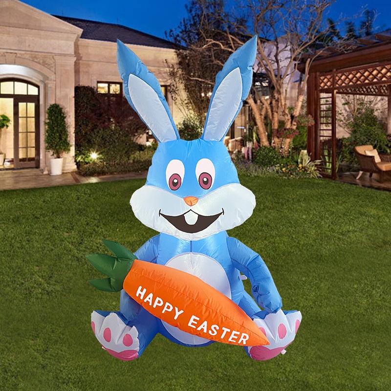 LED Outdoor Lawn Yard Decoration Cartoon Polyester Inflatable Easter Rabbit