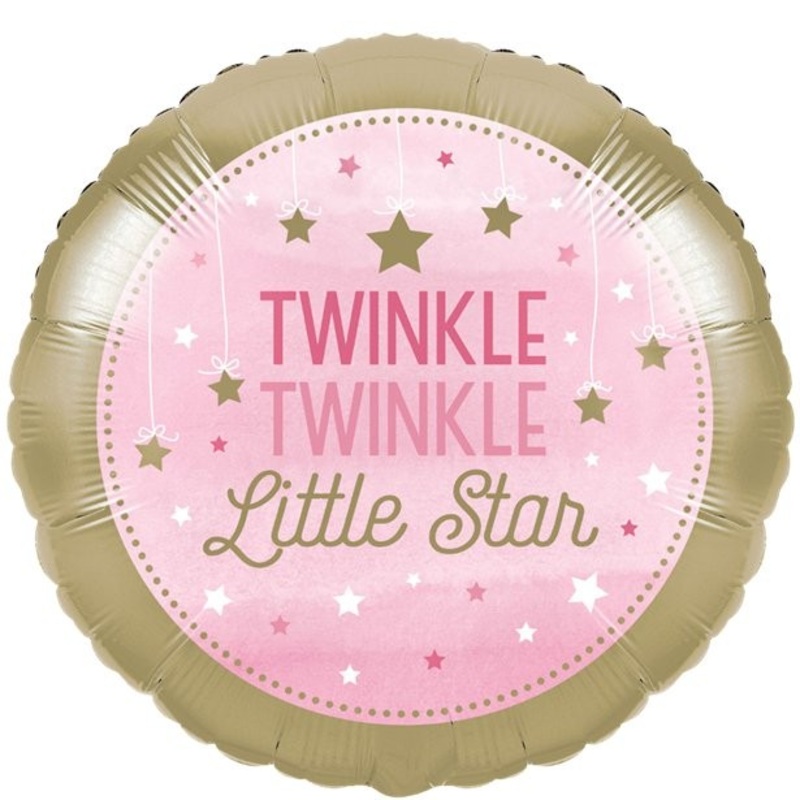 Twinkle Pink Star foil balloon 43cm